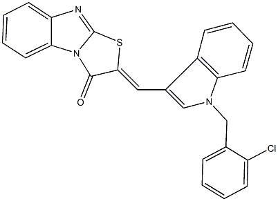 2-{[1-(2-chlorobenzyl)-1H-indol-3-yl]methylene}[1,3]thiazolo[3,2-a]benzimidazol-3(2H)-one Struktur