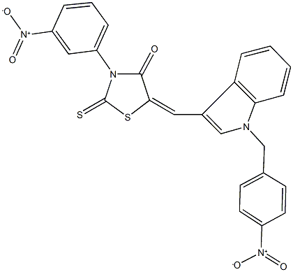 5-[(1-{4-nitrobenzyl}-1H-indol-3-yl)methylene]-3-{3-nitrophenyl}-2-thioxo-1,3-thiazolidin-4-one Struktur