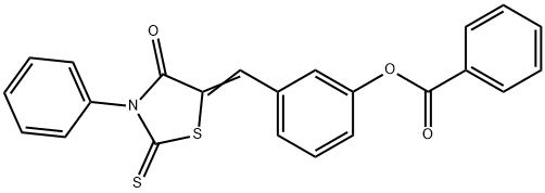 3-[(4-oxo-3-phenyl-2-thioxo-1,3-thiazolidin-5-ylidene)methyl]phenyl benzoate Struktur