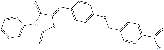 5-[4-({4-nitrobenzyl}oxy)benzylidene]-3-phenyl-2-thioxo-1,3-thiazolidin-4-one Struktur