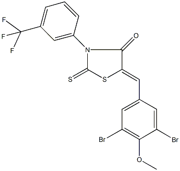 5-(3,5-dibromo-4-methoxybenzylidene)-2-thioxo-3-[3-(trifluoromethyl)phenyl]-1,3-thiazolidin-4-one Struktur