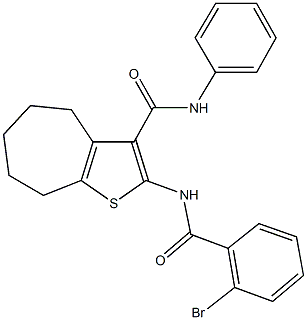 2-[(2-bromobenzoyl)amino]-N-phenyl-5,6,7,8-tetrahydro-4H-cyclohepta[b]thiophene-3-carboxamide Struktur