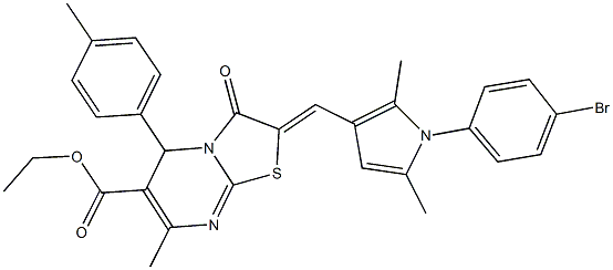 ethyl 2-{[1-(4-bromophenyl)-2,5-dimethyl-1H-pyrrol-3-yl]methylene}-7-methyl-5-(4-methylphenyl)-3-oxo-2,3-dihydro-5H-[1,3]thiazolo[3,2-a]pyrimidine-6-carboxylate Struktur