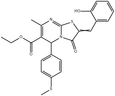 ethyl 2-(2-hydroxybenzylidene)-7-methyl-5-[4-(methylsulfanyl)phenyl]-3-oxo-2,3-dihydro-5H-[1,3]thiazolo[3,2-a]pyrimidine-6-carboxylate Struktur