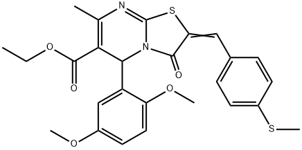 ethyl 5-(2,5-dimethoxyphenyl)-7-methyl-2-[4-(methylsulfanyl)benzylidene]-3-oxo-2,3-dihydro-5H-[1,3]thiazolo[3,2-a]pyrimidine-6-carboxylate Struktur