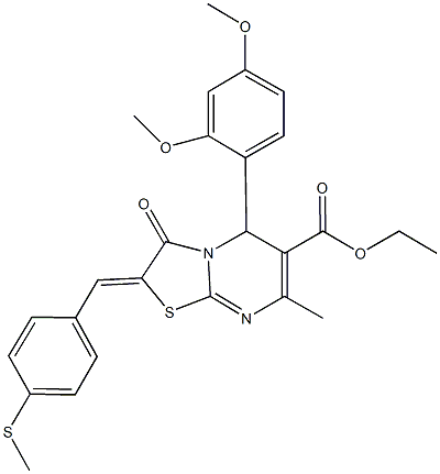 ethyl 5-(2,4-dimethoxyphenyl)-7-methyl-2-[4-(methylsulfanyl)benzylidene]-3-oxo-2,3-dihydro-5H-[1,3]thiazolo[3,2-a]pyrimidine-6-carboxylate Struktur