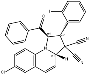 1-benzoyl-7-chloro-2-(2-iodophenyl)-1,2-dihydropyrrolo[1,2-a]quinoline-3,3(3aH)-dicarbonitrile Struktur