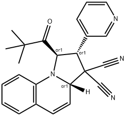 1-(2,2-dimethylpropanoyl)-2-(3-pyridinyl)-1,2-dihydropyrrolo[1,2-a]quinoline-3,3(3aH)-dicarbonitrile Struktur