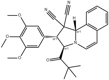 3-(2,2-dimethylpropanoyl)-2-(3,4,5-trimethoxyphenyl)-2,3-dihydropyrrolo[2,1-a]isoquinoline-1,1(10bH)-dicarbonitrile Struktur