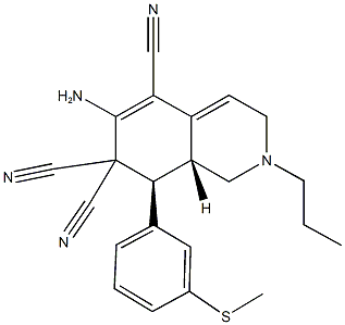 6-amino-8-[3-(methylsulfanyl)phenyl]-2-propyl-2,3,8,8a-tetrahydro-5,7,7(1H)-isoquinolinetricarbonitrile Struktur