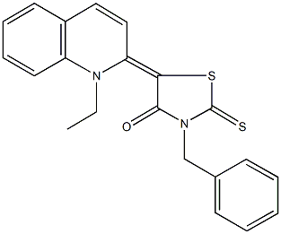 3-benzyl-5-(1-ethyl-2(1H)-quinolinylidene)-2-thioxo-1,3-thiazolidin-4-one Struktur