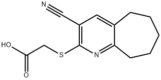 [(3-cyano-6,7,8,9-tetrahydro-5H-cyclohepta[b]pyridin-2-yl)sulfanyl]acetic acid Struktur