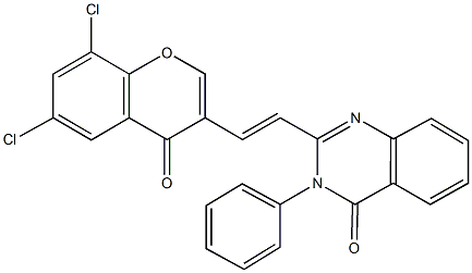 2-[2-(6,8-dichloro-4-oxo-4H-chromen-3-yl)vinyl]-3-phenyl-4(3H)-quinazolinone Struktur