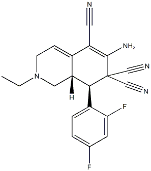 6-amino-8-(2,4-difluorophenyl)-2-ethyl-2,3,8,8a-tetrahydro-5,7,7(1H)-isoquinolinetricarbonitrile Struktur