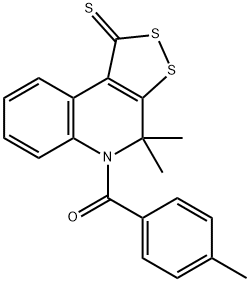 4,4-dimethyl-5-(4-methylbenzoyl)-4,5-dihydro-1H-[1,2]dithiolo[3,4-c]quinoline-1-thione Struktur