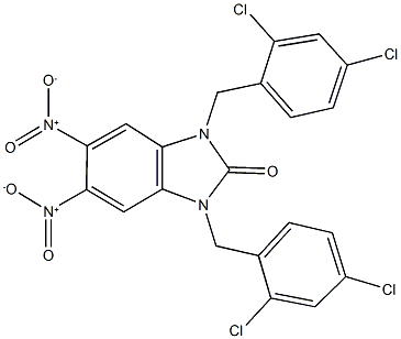 1,3-bis(2,4-dichlorobenzyl)-5,6-dinitro-1,3-dihydro-2H-benzimidazol-2-one Struktur