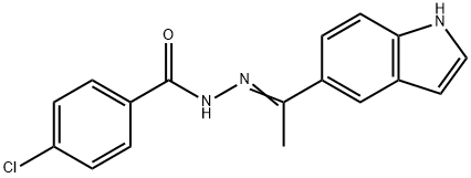 4-chloro-N'-[1-(1H-indol-5-yl)ethylidene]benzohydrazide Struktur