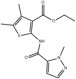 ethyl 4,5-dimethyl-2-{[(1-methyl-1H-pyrazol-5-yl)carbonyl]amino}-3-thiophenecarboxylate Struktur