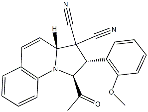 1-acetyl-2-(2-methoxyphenyl)-1,2-dihydropyrrolo[1,2-a]quinoline-3,3(3aH)-dicarbonitrile Struktur