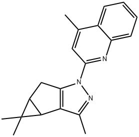 3,4,4-trimethyl-1-(4-methyl-2-quinolinyl)-3b,4,4a,5-tetrahydro-1H-cyclopropa[3,4]cyclopenta[1,2-c]pyrazole Struktur