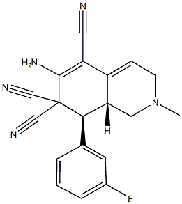 6-amino-8-(3-fluorophenyl)-2-methyl-2,3,8,8a-tetrahydro-5,7,7(1H)-isoquinolinetricarbonitrile Struktur