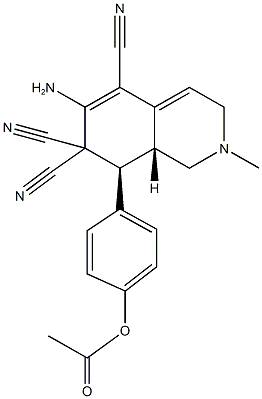 4-(6-amino-5,7,7-tricyano-2-methyl-1,2,3,7,8,8a-hexahydro-8-isoquinolinyl)phenyl acetate Struktur