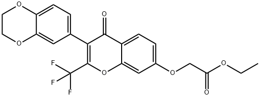 ethyl {[3-(2,3-dihydro-1,4-benzodioxin-6-yl)-4-oxo-2-(trifluoromethyl)-4H-chromen-7-yl]oxy}acetate Struktur