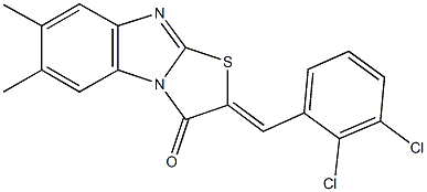 2-(2,3-dichlorobenzylidene)-6,7-dimethyl[1,3]thiazolo[3,2-a]benzimidazol-3(2H)-one Struktur