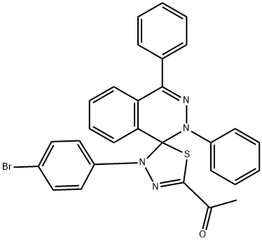 1-[4'-(4-bromophenyl)-2,4-diphenyl-1,2,4',5'-tetrahydrospiro(phthalazine-1,5'-[1,3,4]-thiadiazole)-2'-yl]ethanone Struktur