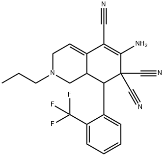 6-amino-2-propyl-8-[2-(trifluoromethyl)phenyl]-2,3,8,8a-tetrahydro-5,7,7(1H)-isoquinolinetricarbonitrile Struktur