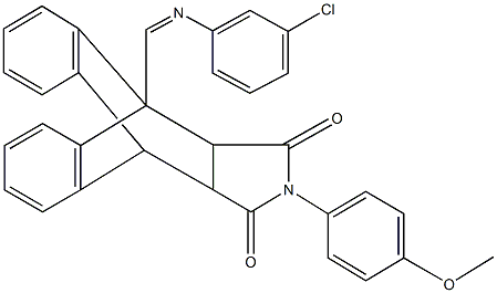 1-{(Z)-[(3-chlorophenyl)imino]methyl}-17-(4-methoxyphenyl)-17-azapentacyclo[6.6.5.0~2,7~.0~9,14~.0~15,19~]nonadeca-2,4,6,9,11,13-hexaene-16,18-dione Struktur