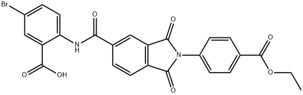 5-bromo-2-[({2-[4-(ethoxycarbonyl)phenyl]-1,3-dioxo-2,3-dihydro-1H-isoindol-5-yl}carbonyl)amino]benzoicacid Struktur