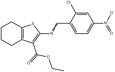 ethyl 2-({2-chloro-4-nitrobenzylidene}amino)-4,5,6,7-tetrahydro-1-benzothiophene-3-carboxylate Struktur