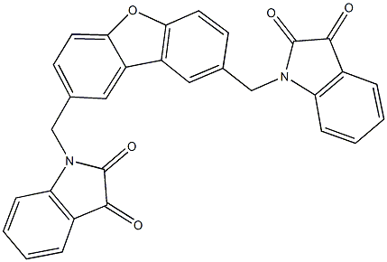 1-({8-[(2,3-dioxo-2,3-dihydro-1H-indol-1-yl)methyl]dibenzo[b,d]furan-2-yl}methyl)-1H-indole-2,3-dione Struktur