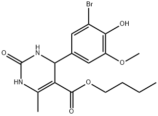 butyl 4-(3-bromo-4-hydroxy-5-methoxyphenyl)-6-methyl-2-oxo-1,2,3,4-tetrahydro-5-pyrimidinecarboxylate Struktur