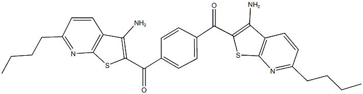 (3-amino-6-butylthieno[2,3-b]pyridin-2-yl){4-[(3-amino-6-butylthieno[2,3-b]pyridin-2-yl)carbonyl]phenyl}methanone Struktur