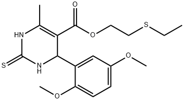 2-(ethylsulfanyl)ethyl 4-[2,5-bis(methyloxy)phenyl]-6-methyl-2-thioxo-1,2,3,4-tetrahydropyrimidine-5-carboxylate Struktur