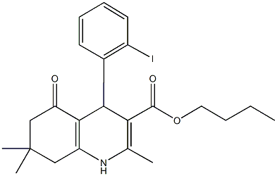 butyl 4-(2-iodophenyl)-2,7,7-trimethyl-5-oxo-1,4,5,6,7,8-hexahydroquinoline-3-carboxylate Struktur