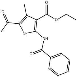 ethyl 5-acetyl-2-(benzoylamino)-4-methyl-3-thiophenecarboxylate Struktur