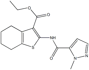 ethyl 2-{[(1-methyl-1H-pyrazol-5-yl)carbonyl]amino}-4,5,6,7-tetrahydro-1-benzothiophene-3-carboxylate Struktur