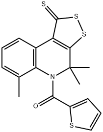 4,4,6-trimethyl-5-(2-thienylcarbonyl)-4,5-dihydro-1H-[1,2]dithiolo[3,4-c]quinoline-1-thione Struktur