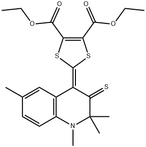 diethyl 2-(1,2,2,6-tetramethyl-3-thioxo-2,3-dihydro-4(1H)-quinolinylidene)-1,3-dithiole-4,5-dicarboxylate Struktur