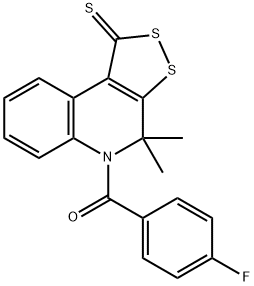 5-(4-fluorobenzoyl)-4,4-dimethyl-4,5-dihydro-1H-[1,2]dithiolo[3,4-c]quinoline-1-thione Struktur