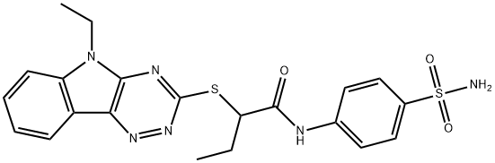 N-[4-(aminosulfonyl)phenyl]-2-[(5-ethyl-5H-[1,2,4]triazino[5,6-b]indol-3-yl)sulfanyl]butanamide Struktur