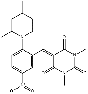 5-{2-(2,4-dimethyl-1-piperidinyl)-5-nitrobenzylidene}-1,3-dimethyl-2,4,6(1H,3H,5H)-pyrimidinetrione Struktur