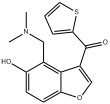 {4-[(dimethylamino)methyl]-5-hydroxy-1-benzofuran-3-yl}(2-thienyl)methanone Struktur