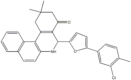 5-[5-(3-chloro-4-methylphenyl)-2-furyl]-2,2-dimethyl-2,3,5,6-tetrahydrobenzo[a]phenanthridin-4(1H)-one Struktur