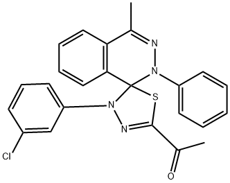 1-[4'-(3-chlorophenyl)-4-methyl-2-phenyl-1,2,4',5'-tetrahydrospiro(phthalazine-1,5'-{1,3,4}-thiadiazole)-2'-yl]ethanone Struktur