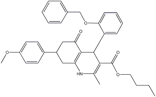 butyl 4-[2-(benzyloxy)phenyl]-7-(4-methoxyphenyl)-2-methyl-5-oxo-1,4,5,6,7,8-hexahydro-3-quinolinecarboxylate Struktur