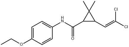 3-(2,2-dichlorovinyl)-N-(4-ethoxyphenyl)-2,2-dimethylcyclopropanecarboxamide Struktur